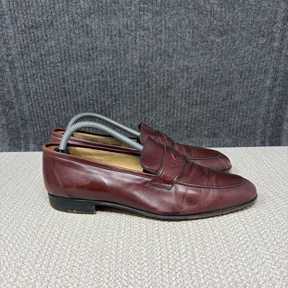 Vintage Gucci GG Penny Loafers Burgundy Leather Dress Shoes Men’s 42.5 US 9.5